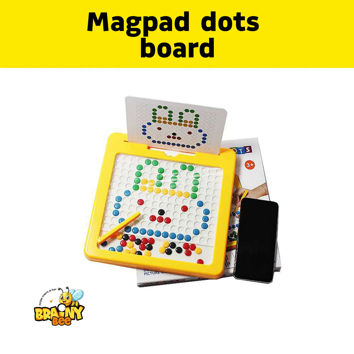 Magnetic Drawing Board for Kids – Magpad Dots Educational Writing & Pattern Learning Board with Magnetic Pen & Cards