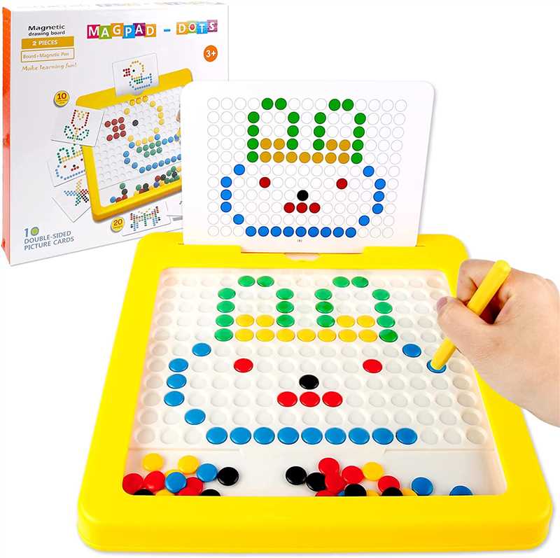 Magnetic Drawing Board for Kids – Magpad Dots Educational Writing & Pattern Learning Board with Magnetic Pen & Cards