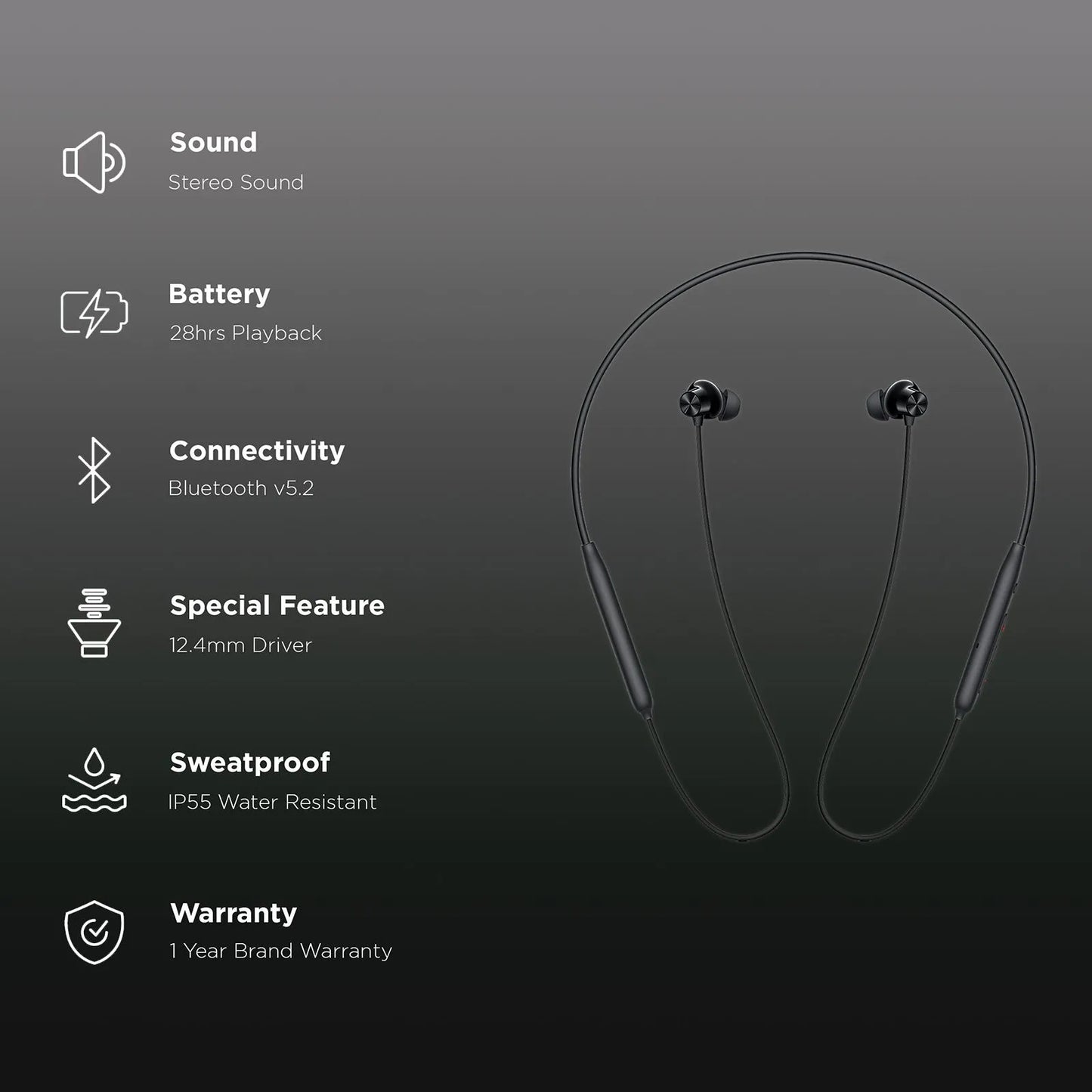 Wireless Neckband Earbuds – Deep Bass Bluetooth Earphones with Long Battery
