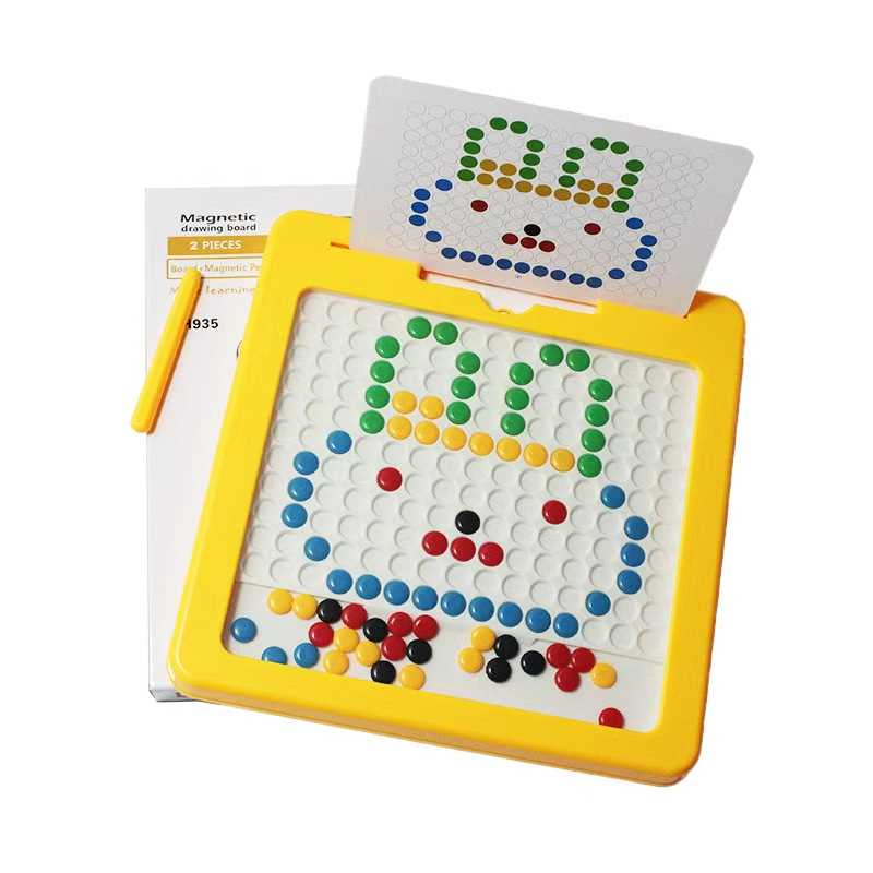 Magnetic Drawing Board for Kids – Magpad Dots Educational Writing & Pattern Learning Board with Magnetic Pen & Cards