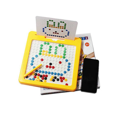 Magnetic Drawing Board for Kids – Magpad Dots Educational Writing & Pattern Learning Board with Magnetic Pen & Cards