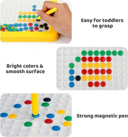 Magnetic Drawing Board for Kids – Magpad Dots Educational Writing & Pattern Learning Board with Magnetic Pen & Cards