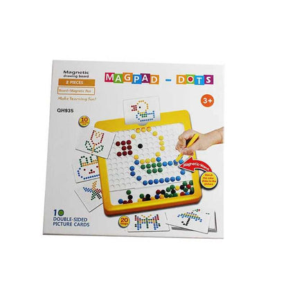 Magnetic Drawing Board for Kids – Magpad Dots Educational Writing & Pattern Learning Board with Magnetic Pen & Cards