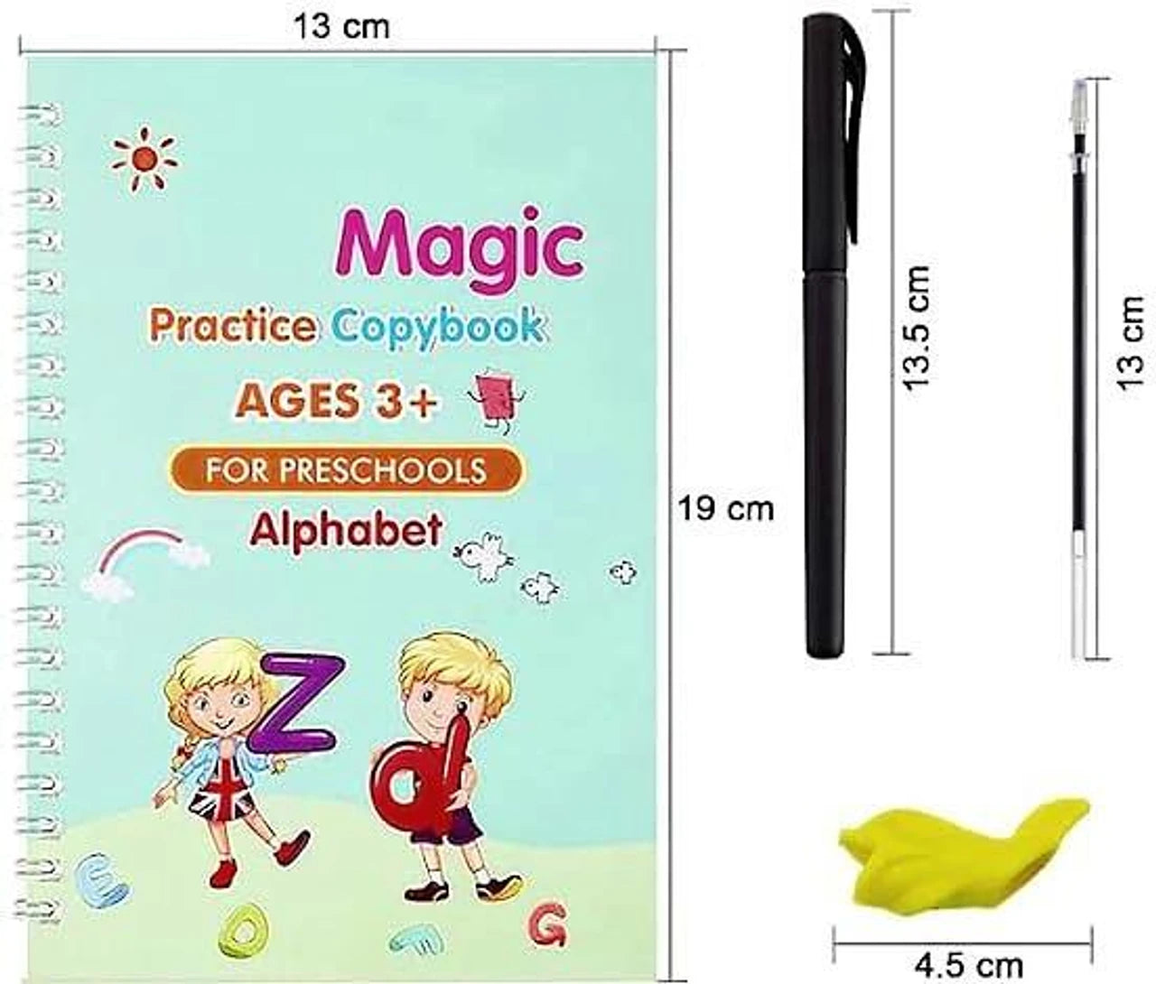 Sank Magic Practice Copybook Set – Reusable Handwriting Learning Book for Kids (4 Books + Pen + Refills)